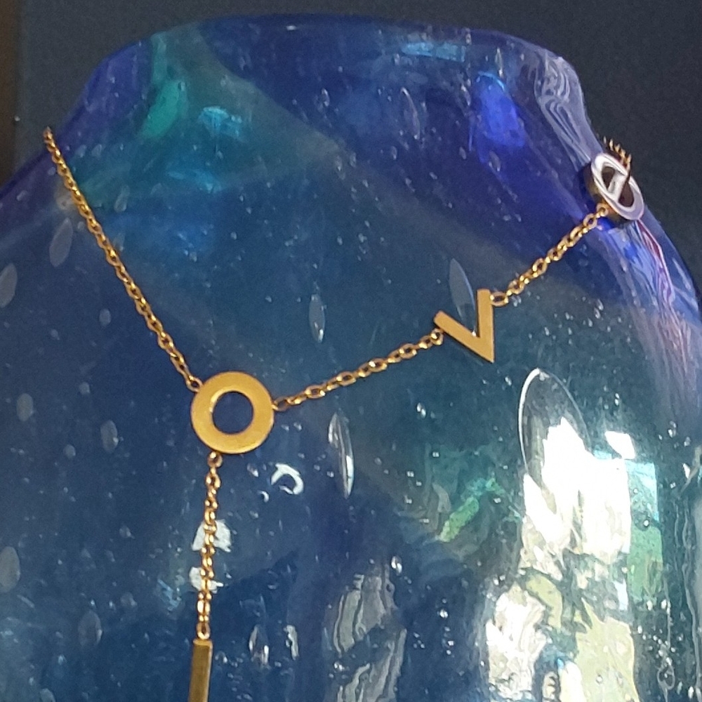 ANKLE GOLD LOVE LETTERS BRACELET - Picture 3 of 4